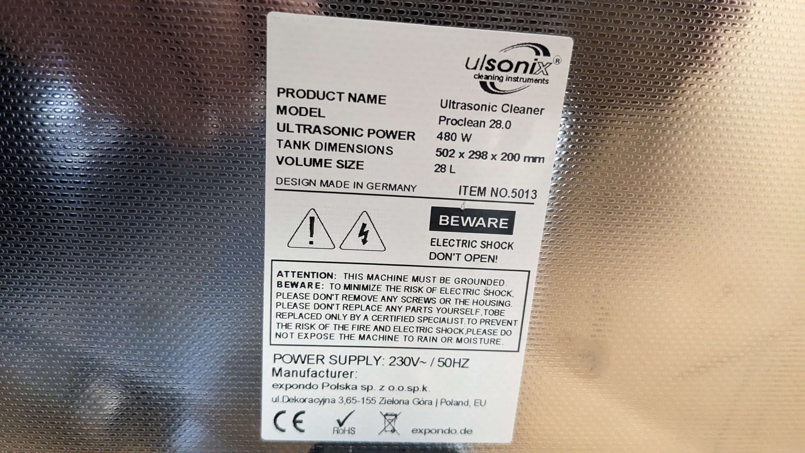 Used Ultrasonic UD100SH-3L  Eumax Digital Cleaner