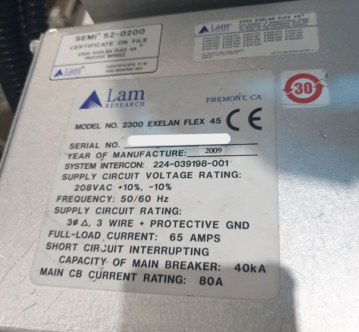 Used 2004 Lam Research 2300 Flex45 RIE Oxide 3 Chambers