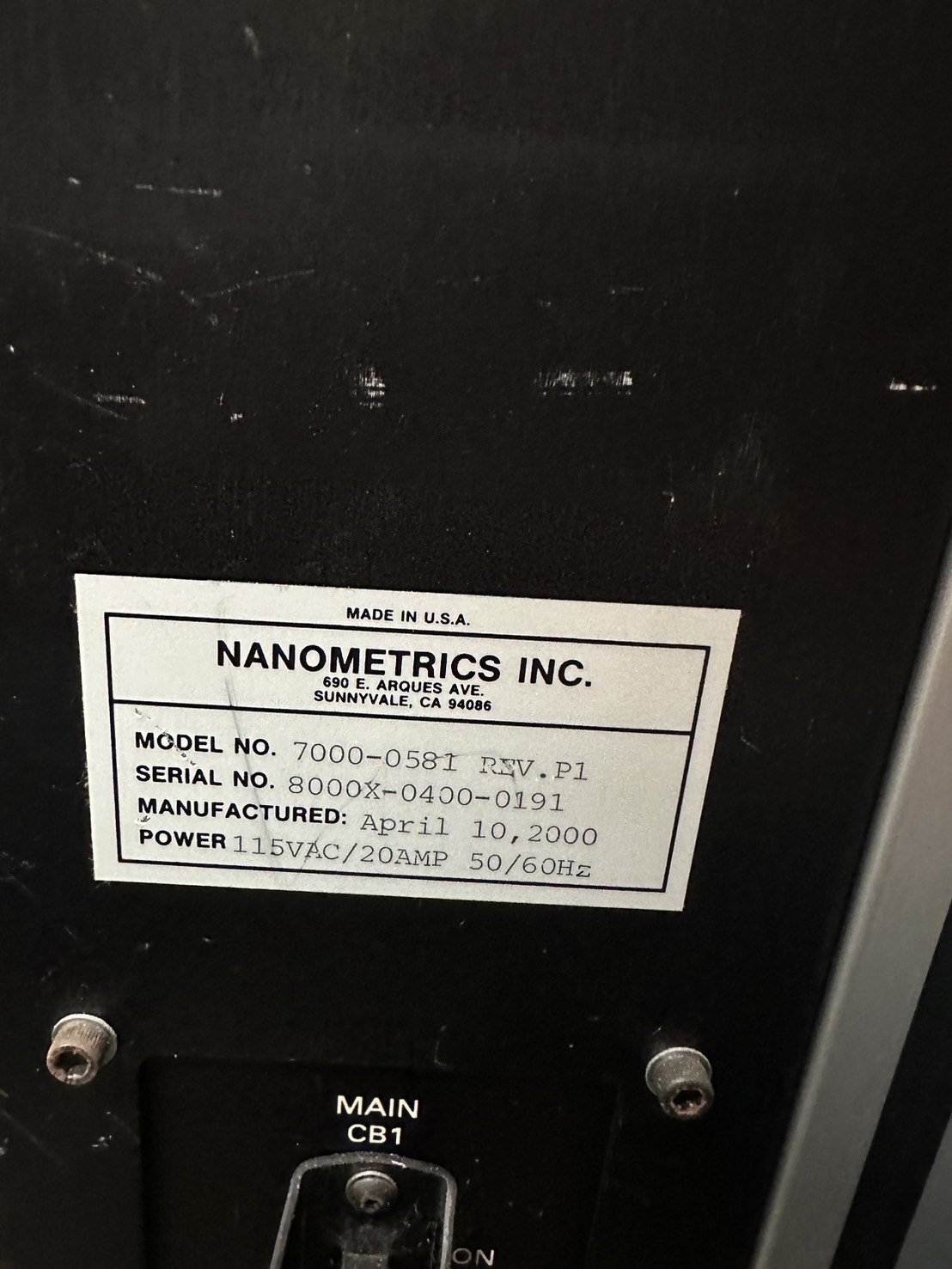 Used NANOMETRICS  Nano 8000X