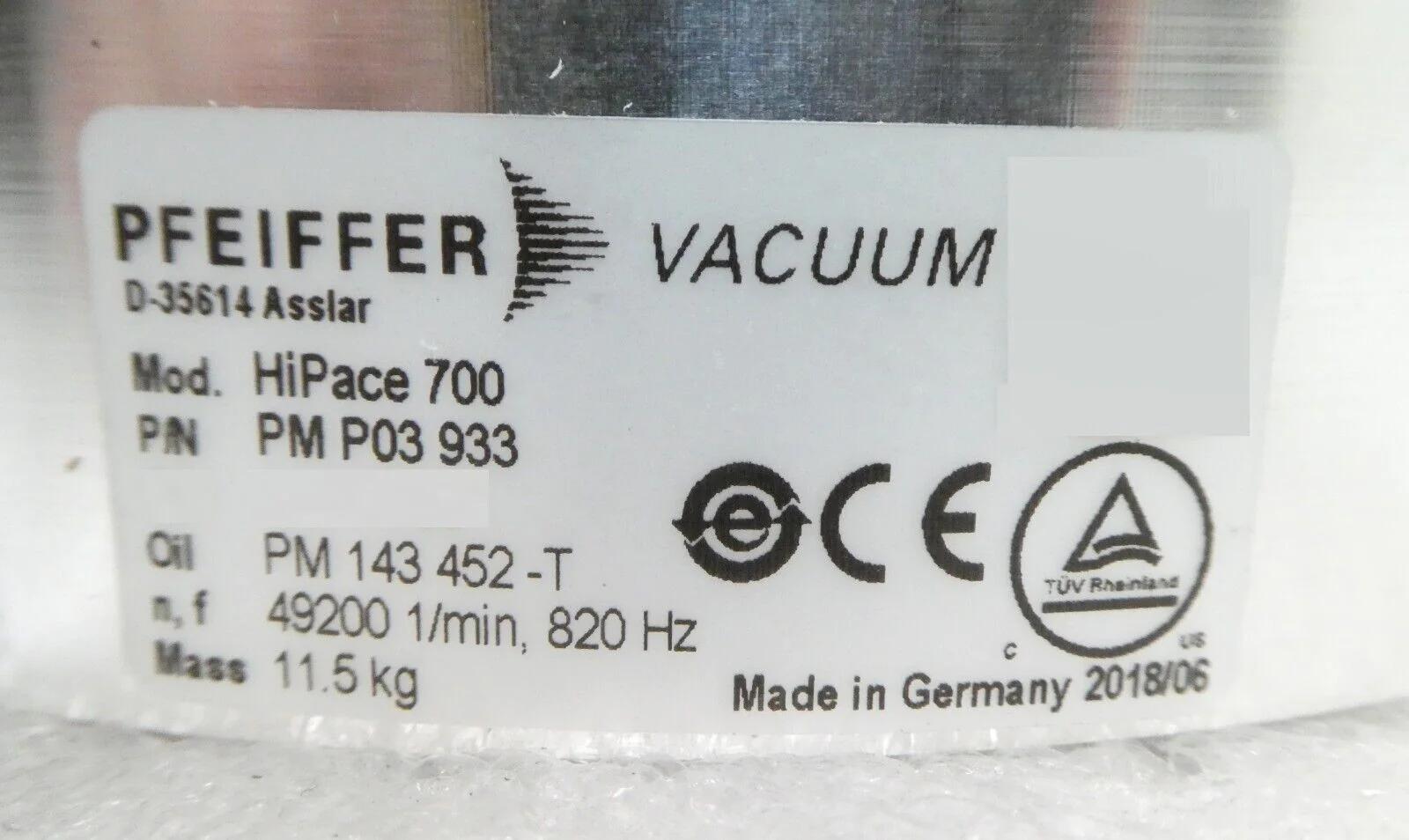 Used HIPACE HiPace 700 Pfeiffer Vacuum PM P03 933 Turbomolecular Pump TC 400 Turbo New Spare