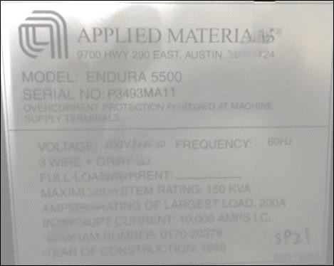 Used 1998 AMAT Endura 5500 Aluminum Interconnect