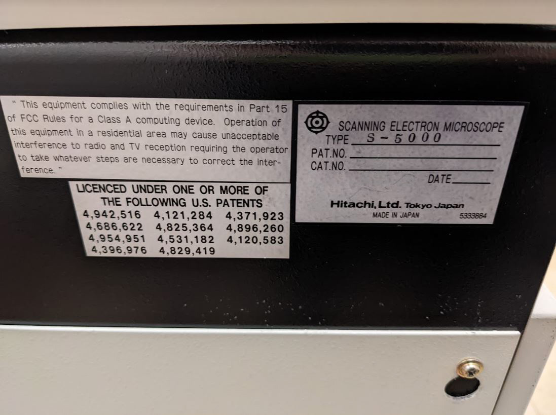 Used 1998 Hitachi S 5000 Field Emission Scanning Electron Microscope