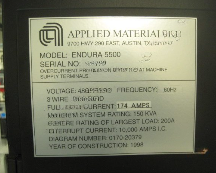 Used AMAT Endura 5500 Aluminum Interconnect
