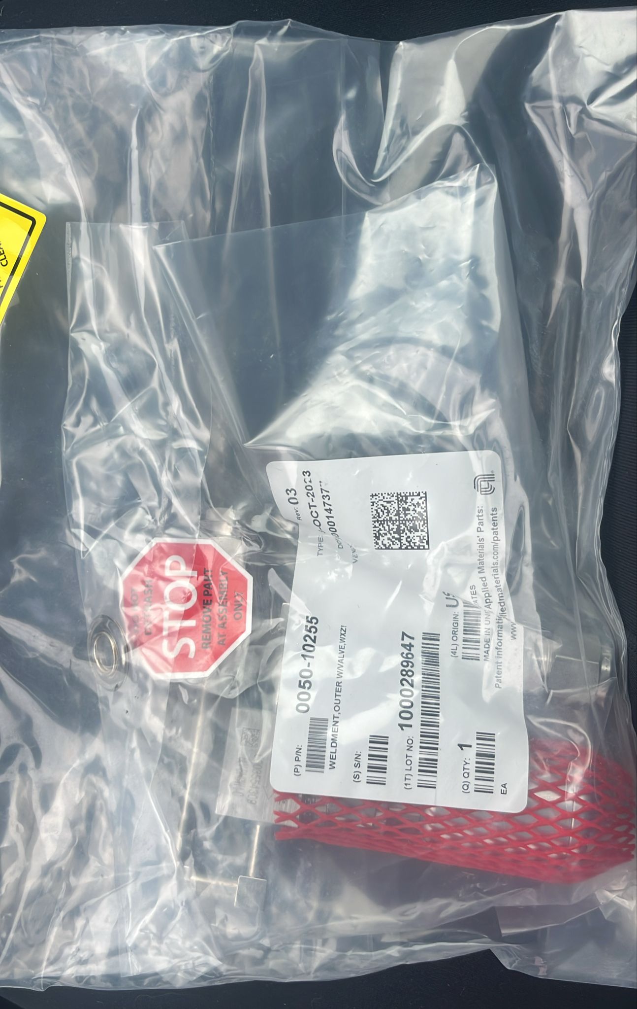 Used Applied Materials AMAT 0050-10255 WELDMENT,LWR BSP VALVE