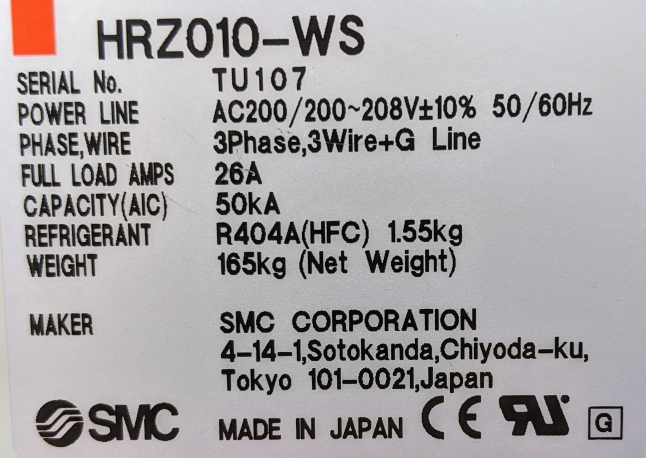 Used SMC Corporation Chiller