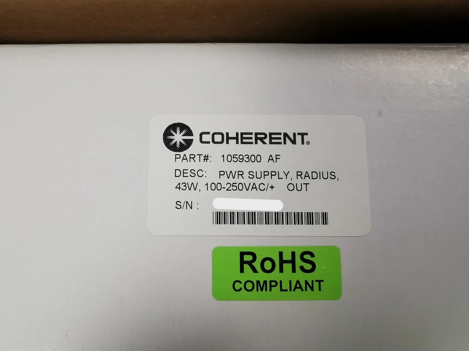 Used Coherent Radius 635 Continuous Wave (CW) Diode Laser 638nm 25mW + Power Supply