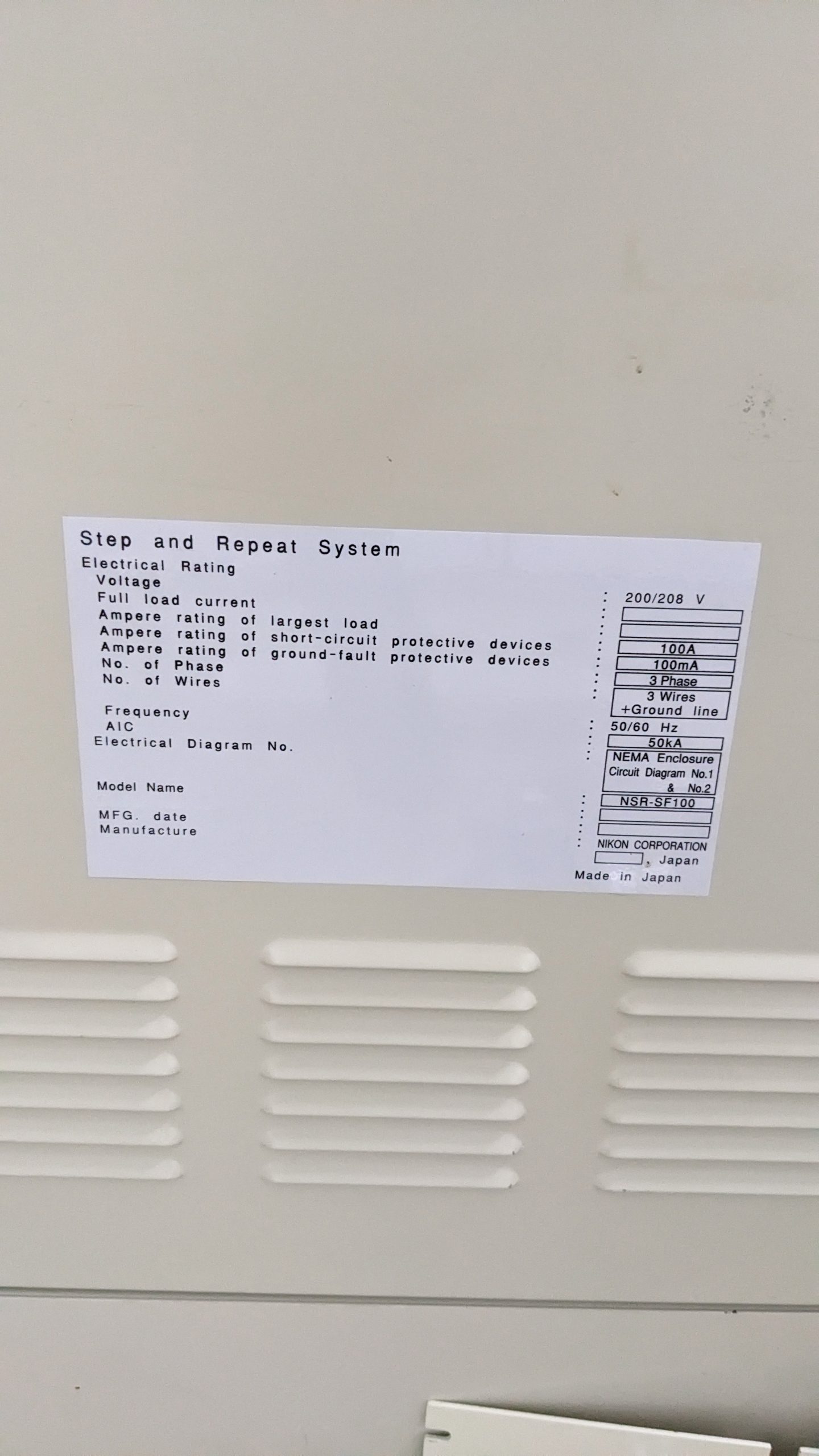 Refurbished 2003 Nikon NSR SF 100 Stepper