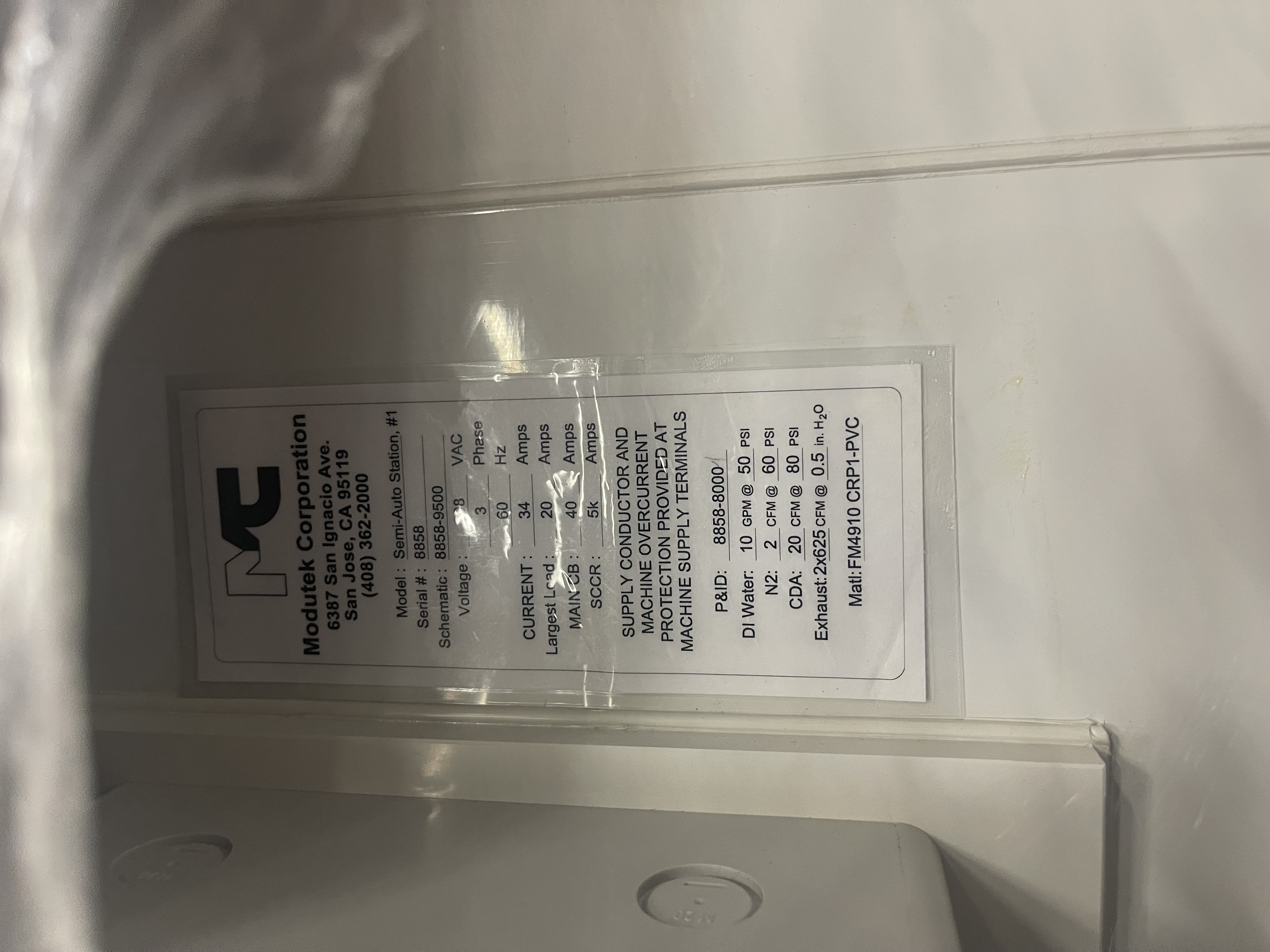 Used Modutek BENCH PHOS-ETCH