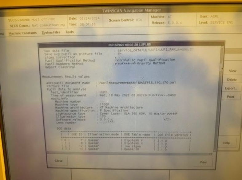 Used 2006 ASML TWINSCAN XT:1700i