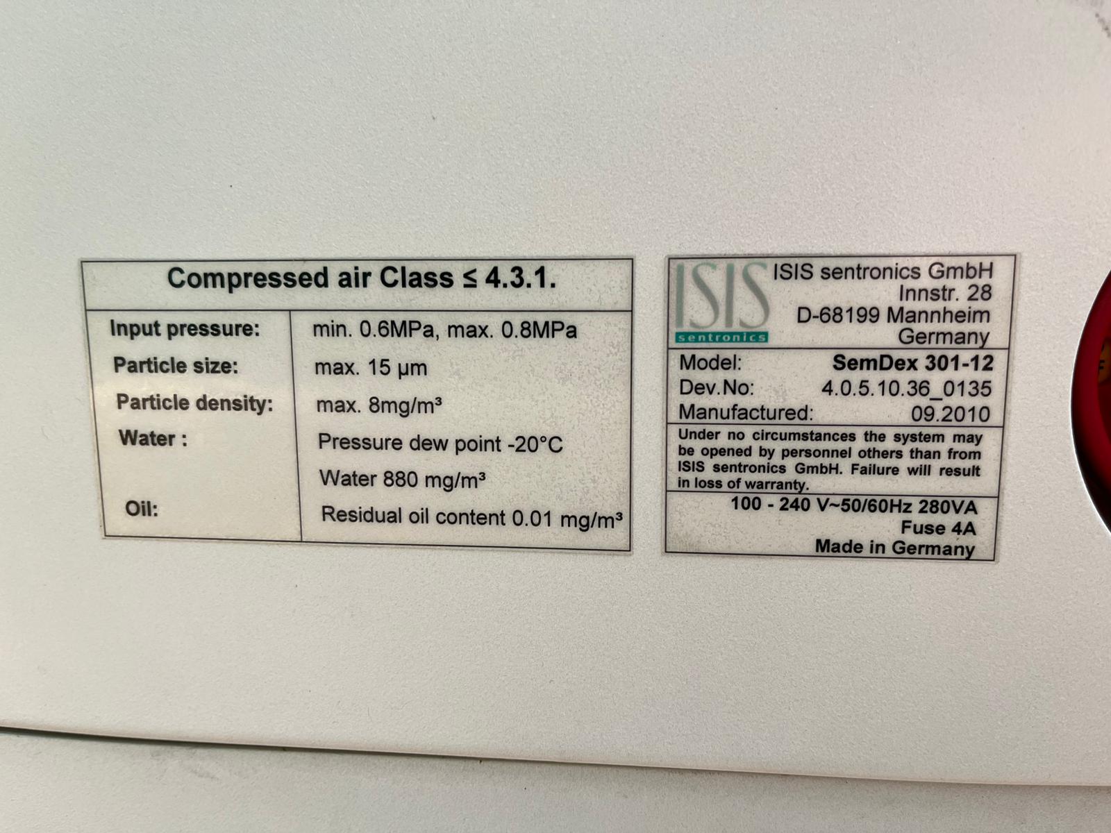 Used 2010 ISIS Sentronics GmbH SemDex 301-12