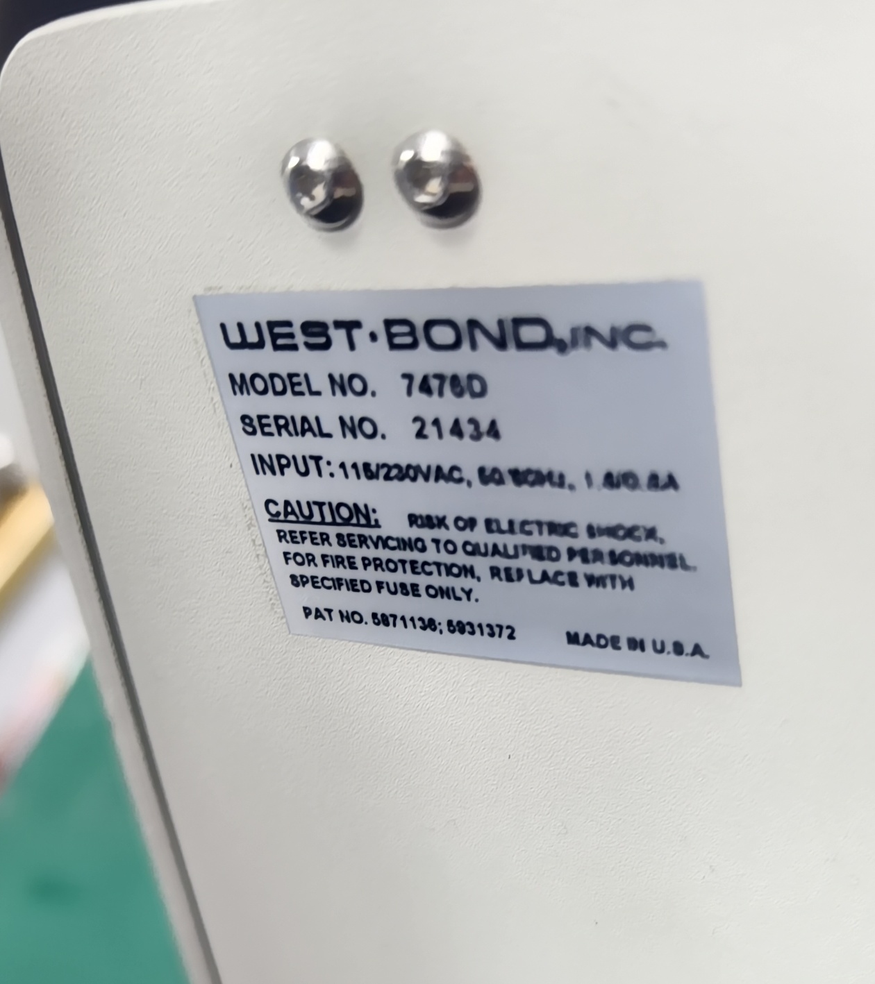 Used Westbond 7476D Manual Bonder
