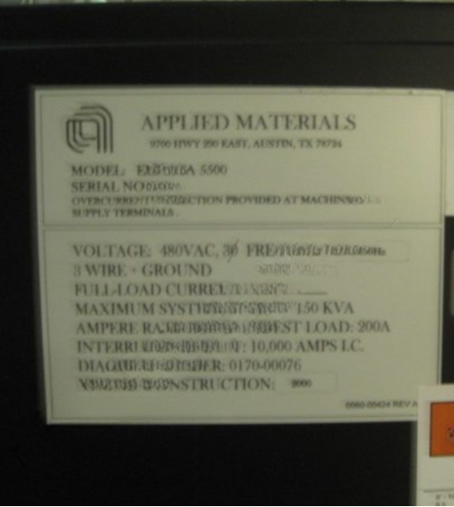 Used AMAT Endura 5500 Aluminum Interconnect