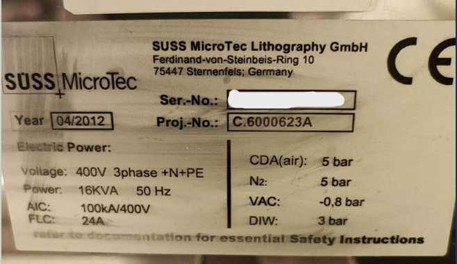 Used 2012 Karl Suss MicroTec Gamma 737 Coater Developer