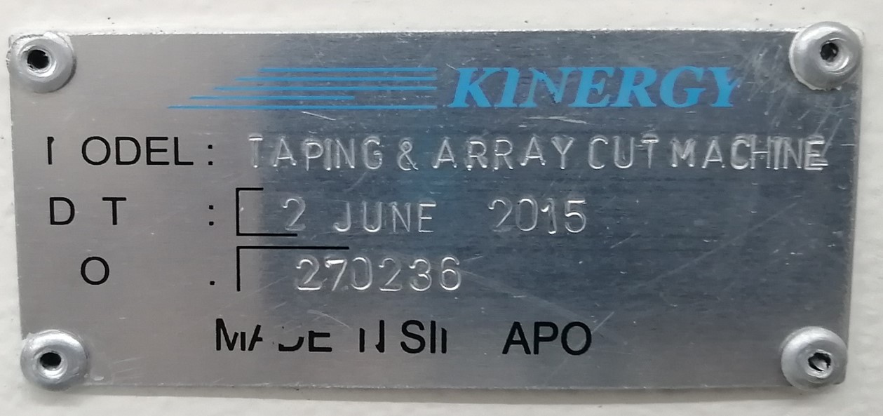 Used 2015 Kinergy Taping & Array Cut Machine