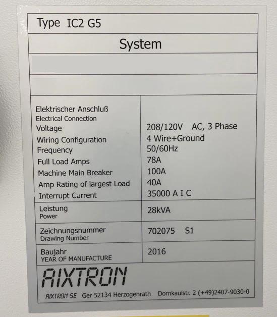 Used 2016 Aixtron G 5 HT MOCVD