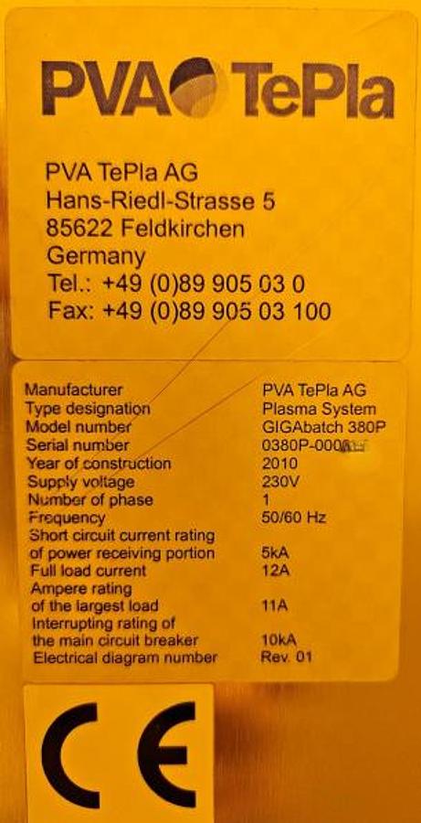 Used 2010 PVA TePla GIGAbatch 380P