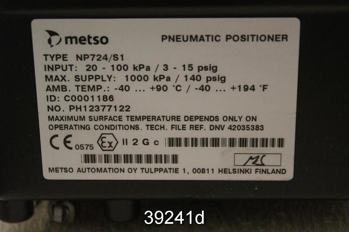 Unused Metso NP724/SI Pneumatic Valve Positioner #39241