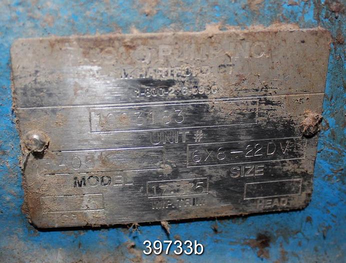 Used Goulds 3405 6x8x22 DV Split Case Pump #39733