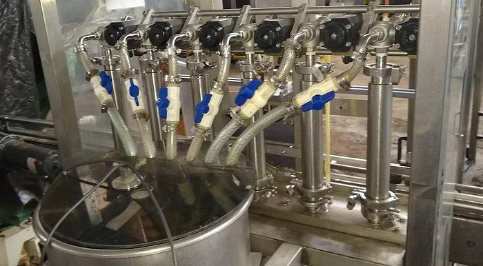 Used Biner 6 head inline piston filler 12 oz