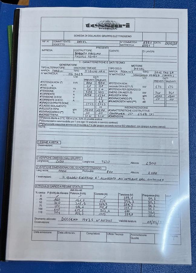 Usato 1999 Silent Generator PERKINS 3012 TAG 3A - 800 KVA