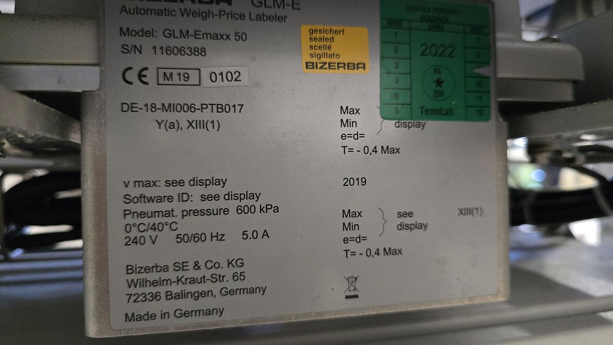 Usato 2020 Linea di Pesatura ed Etichettatura BIZERBA GLM-Emaxx 50 - Weighing and Labeling Line