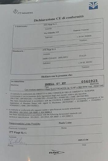 Usato 2006 Pompa Elettrica carrellata ITT Industries - FLY GT Swell 6 ET - 11kw