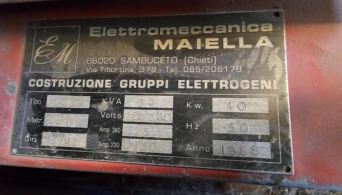 Usato 1988 Generator ELETTROMECCANICA MAIELLA MGT 50