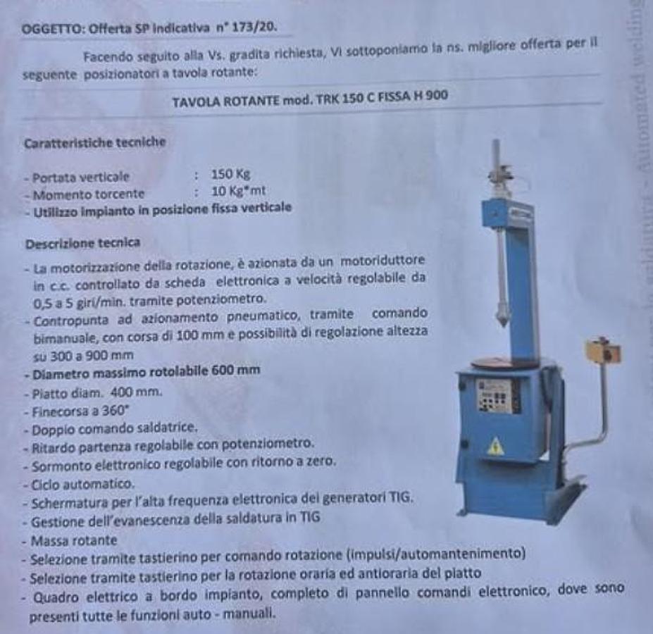 Usato 2020 Posizionatore per Saldatura MECOME TRK15CSP - Welding positioner