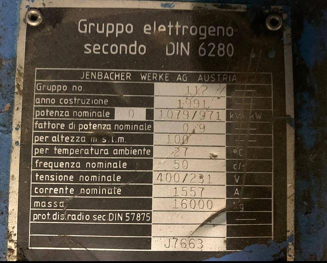 Usato 1991 Generator GAS JENBACHER JW 612 GS