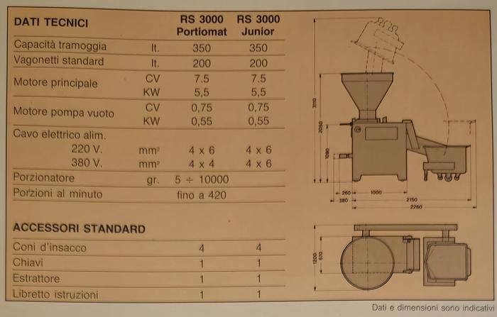 Usato 2001 Insaccatrice Continua Sottovuoto RISCO RS 3000 Portiomat PP - Bagging machine