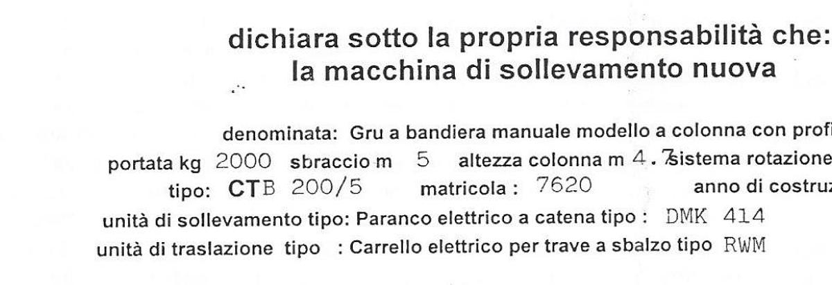 Usato 1996 Gru a bandiera OMIS FAC CT/B 2000KG - Jib crane