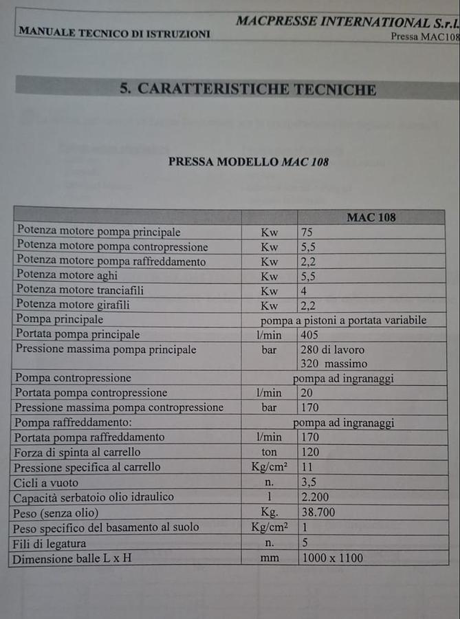 Ricondizionato 2003 Pressa Imballatrice Macpresse MAC 108/1