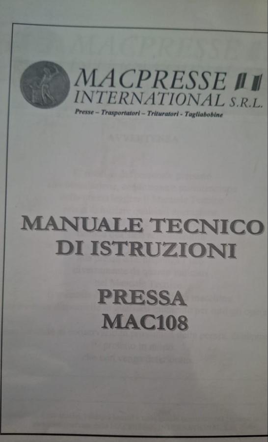 Ricondizionato 2003 Pressa Imballatrice Macpresse MAC 108/1