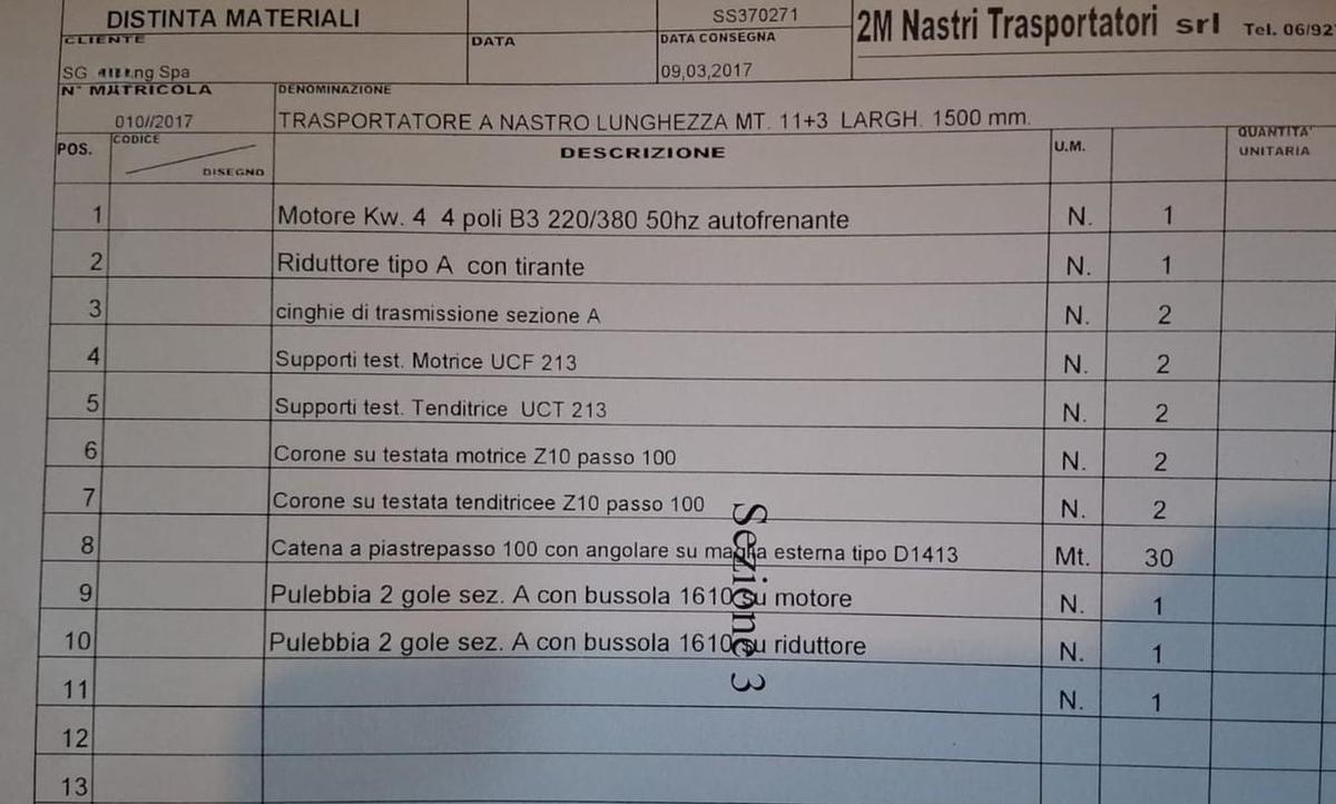 Ricondizionato 2008 Nastro trasportatore SACETI M. 14 - Conveyor belt