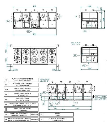 Usato Impianto condizionamento industriale - Refrigeratore modulare ad unità reversibili per grandi sistemi. BLUE BOX TETRIS HP/ST1P/LN 74.10