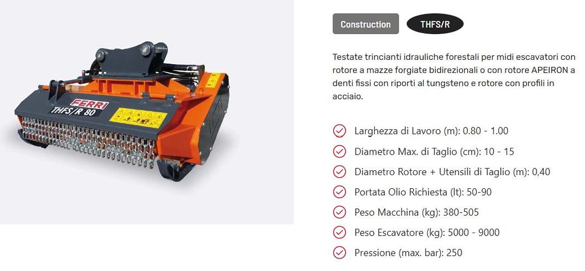 Usato 2021 Trincia per escavatore FERRI THFS/R80 - Excavator mulcher