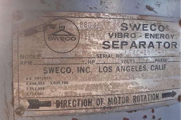 Used Scren, Sweco, 48", C/st, Single Deck, 2.5 HP #S744348