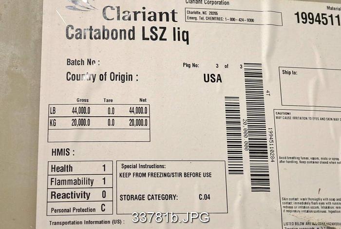 Used Clariant Tank, 44000 Lbs #33781