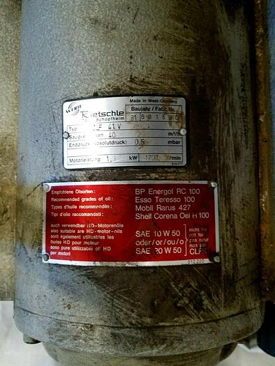 Used Werie Rietschle Vacuum High Suction Compressor German Made