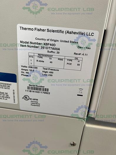 Used Thermo Fisher XBF40D - 40ºC Laboratory Blast Freezer 28.8 Cu. Ft. , 208/230 V