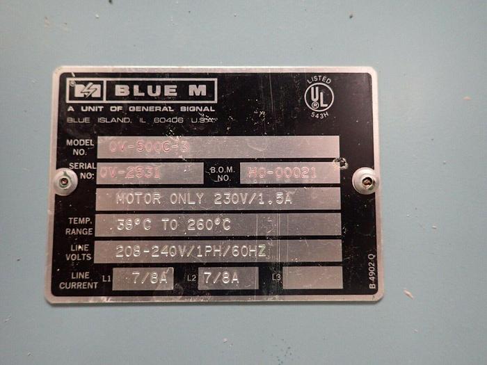 Used Blue M Model OV-500C-3 Stabil-Therm Electric Oven with Exhaust Connection