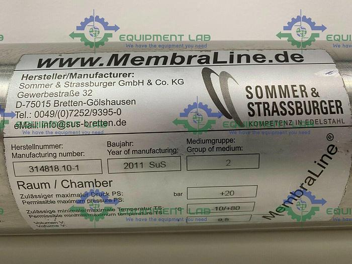 Used Sommer & Strassburger 4" Sanitary x 50" L 9.5 Liter Filter Housing Column 290PSI