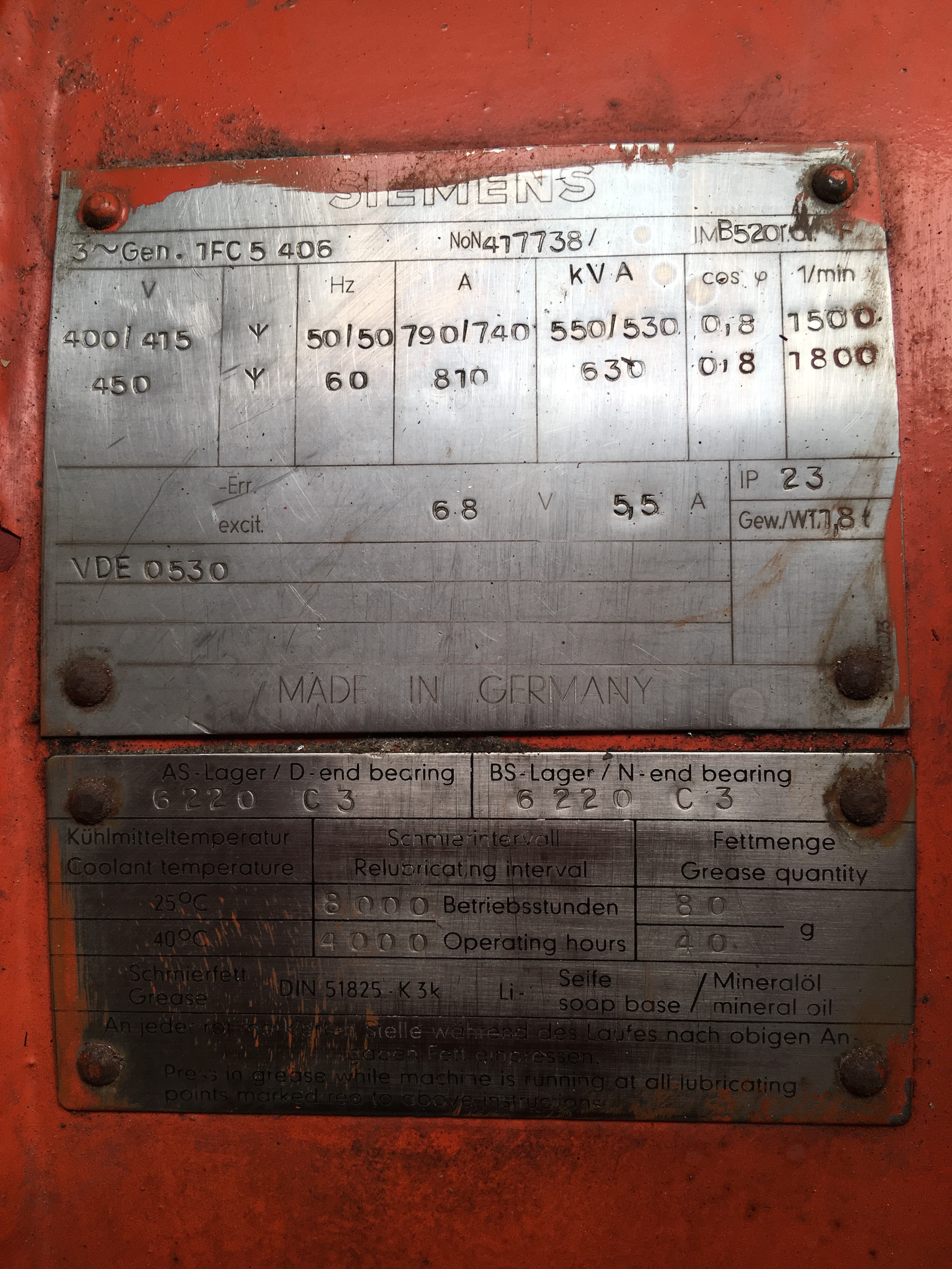 Used 1984 MERCEDES OM424A / SIEMENS GEN.SET 550 KVA