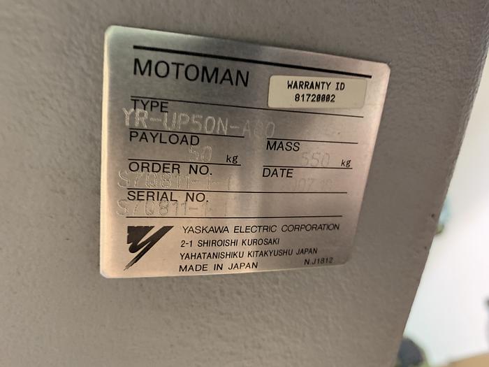 Used MOTOMAN UP50N (HP50) 50KG X 2046MM REACH 6 AXIS CNC ROBOT WITH NX100 CONTROL