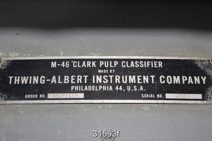 Used Thwing Albert M-46 Clark M-46 Pulp Classifier #31593