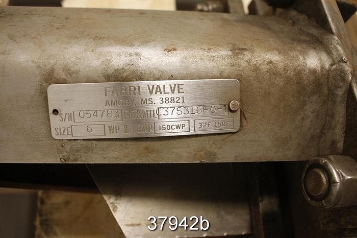 Used Fabri 6" Hand Operated Knife Gate Valve #37942