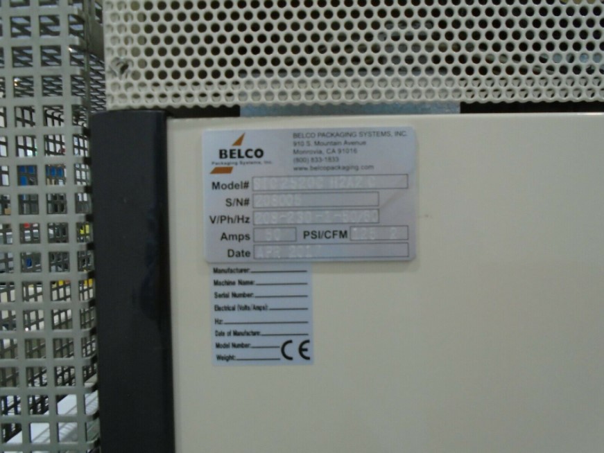 Used Belco STC2520C shrink packaging system with L-Sealer and Fan Shrink Tunnel