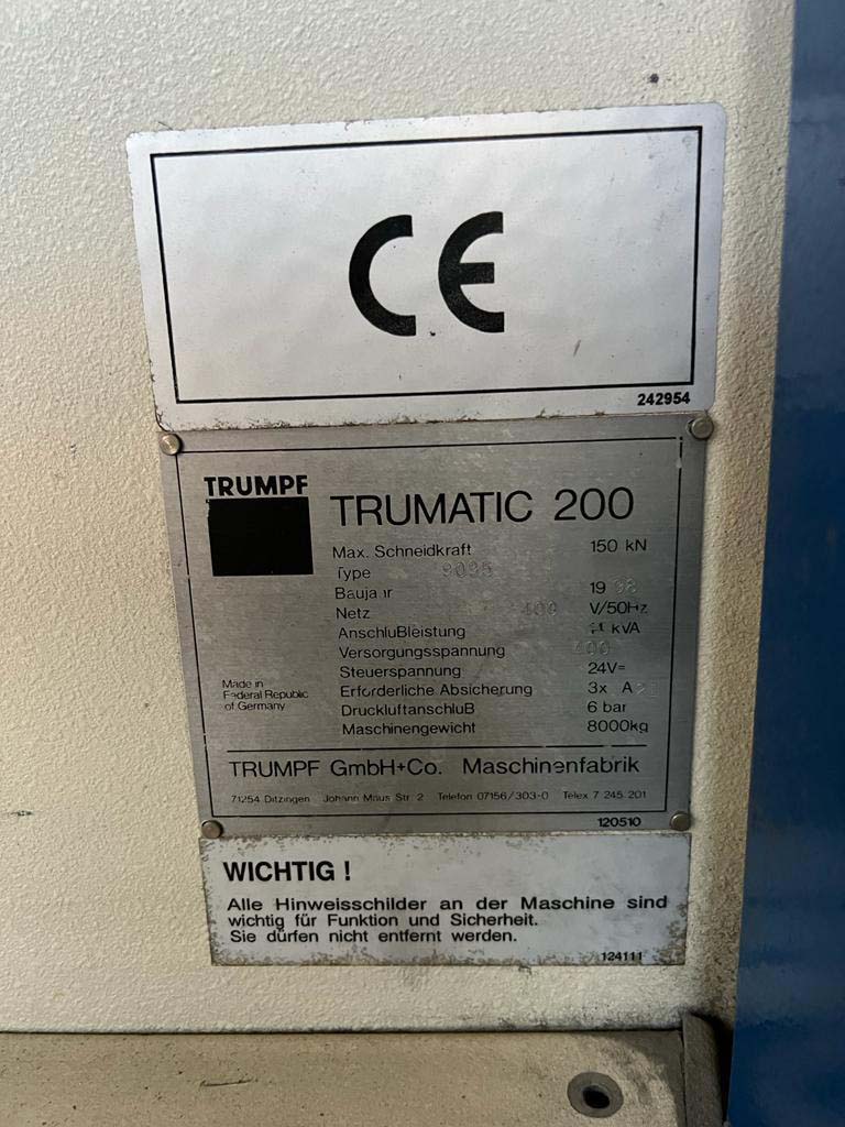 Used Trumpf Trumatic 200 - Punching Machine - 1998