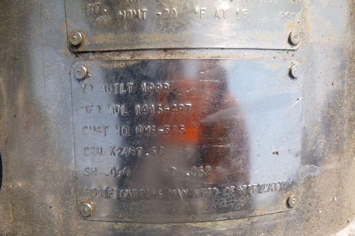 Used Tank, 5 Gallon, S/st, 110 PSI, 14" X 16", DeVilbiss QMS #C744080
