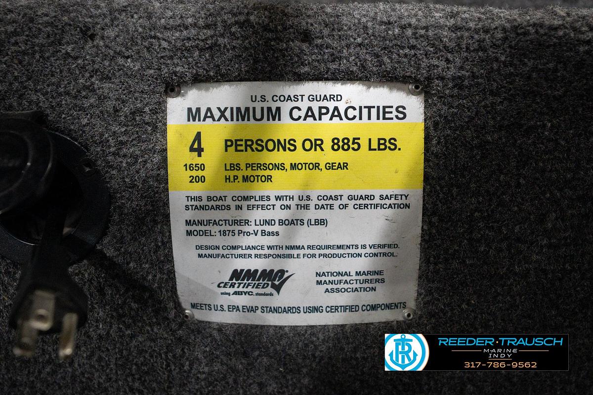 Used 2020 Lund 1875 Pro V Bass